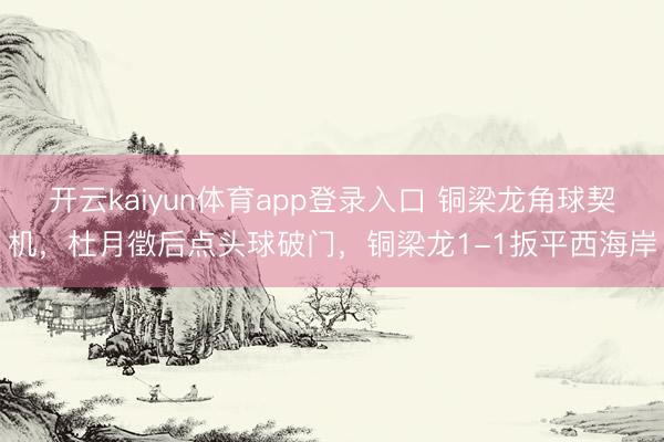 开云kaiyun体育app登录入口 铜梁龙角球契机,杜月徵后点头球破门,铜梁龙1-1扳平西海岸