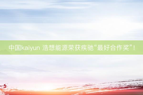 中国kaiyun 浩想能源荣获疾驰“最好合作奖”！