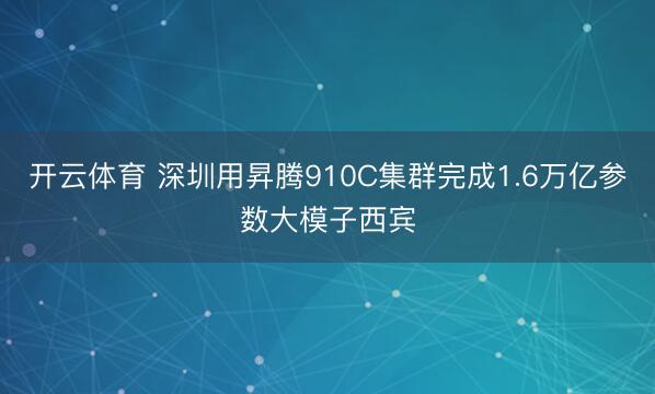 开云体育 深圳用昇腾910C集群完成1.6万亿参数大模子西宾