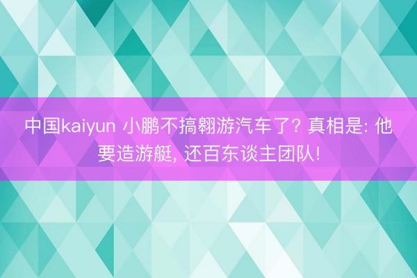 中国kaiyun 小鹏不搞翱游汽车了? 真相是: 他要造游艇， 还百东谈主团队!