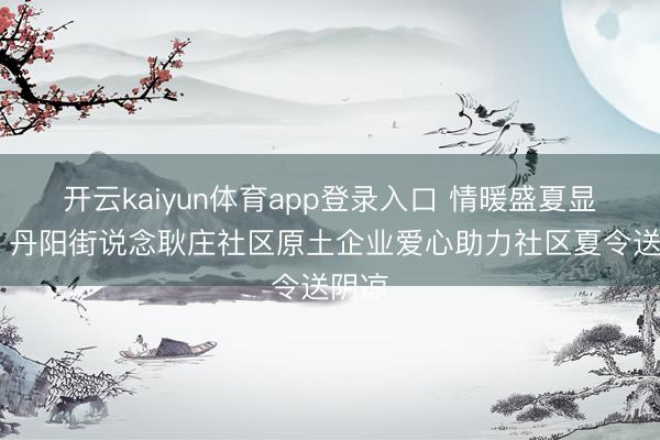 开云kaiyun体育app登录入口 情暖盛夏显担当 丹阳街说念耿庄社区原土企业爱心助力社区夏令送阴凉