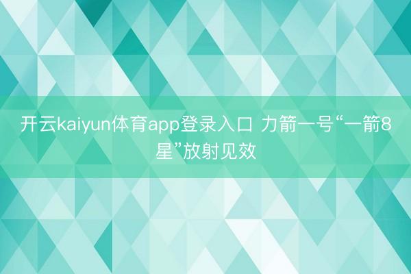 开云kaiyun体育app登录入口 力箭一号“一箭8星”放射见效