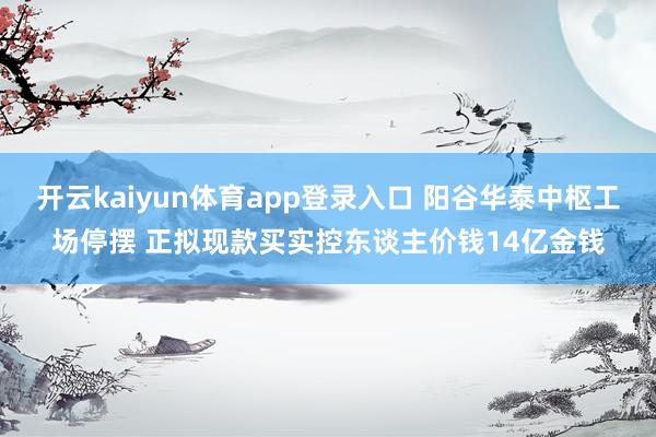 开云kaiyun体育app登录入口 阳谷华泰中枢工场停摆 正拟现款买实控东谈主价钱14亿金钱