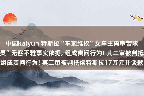 中国kaiyun 特斯拉“车顶维权”女车主再审苦求被驳回， 法院: “刹车失灵”无客不雅事实依据， 组成责问行为! 其二审被判抵偿特斯拉17万元并谈歉